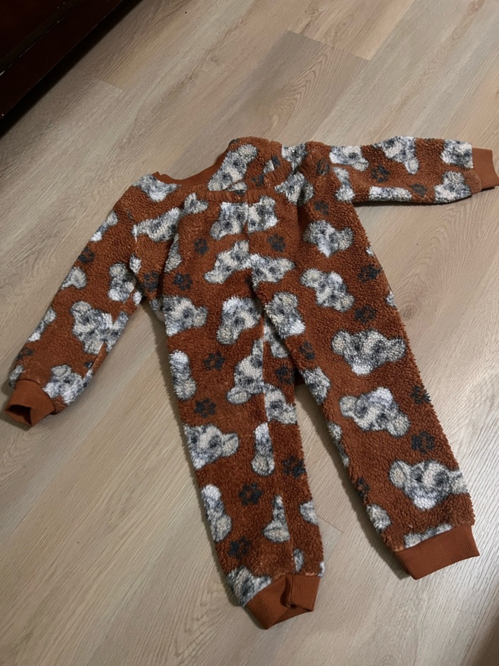 Disney Rust Plush One-Piece Footie with White Cloud Print